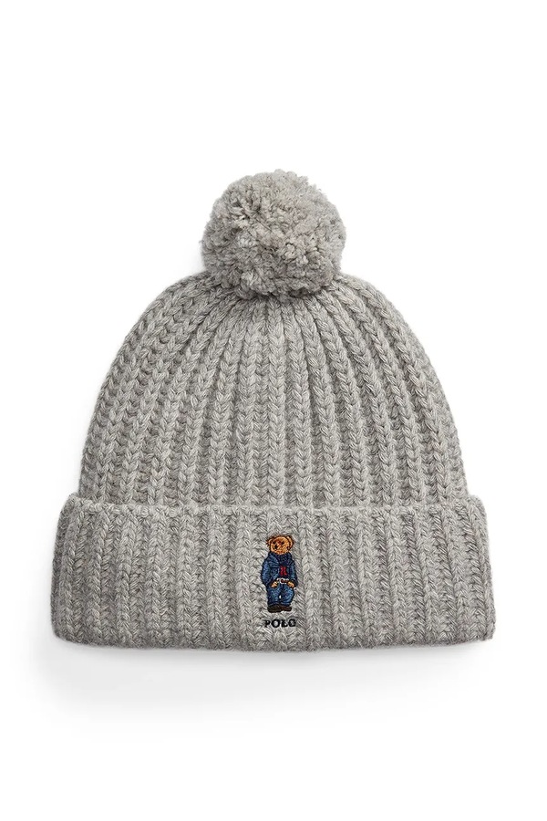 Вовняна шапка Polo Ralph Lauren колір сірий фото 2