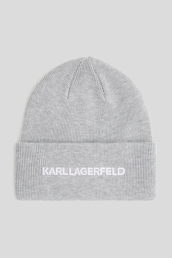 Шапка Karl Lagerfeld K/ESSENTIAL колір сірий