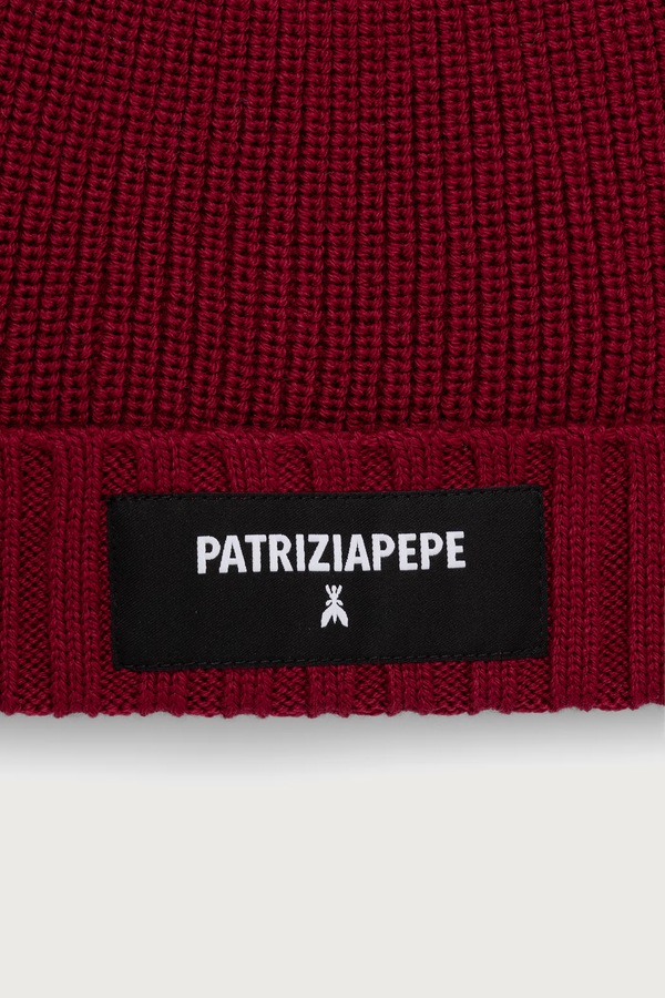 Шапка beanie жіноча Patrizia Pepe колір бордовий фото 2