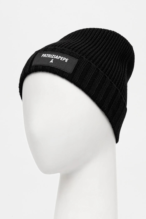 Шапка beanie жіноча Patrizia Pepe колір чорний