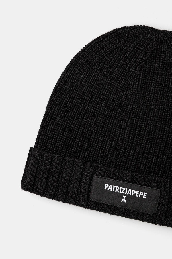 Шапка beanie жіноча Patrizia Pepe колір чорний фото 2