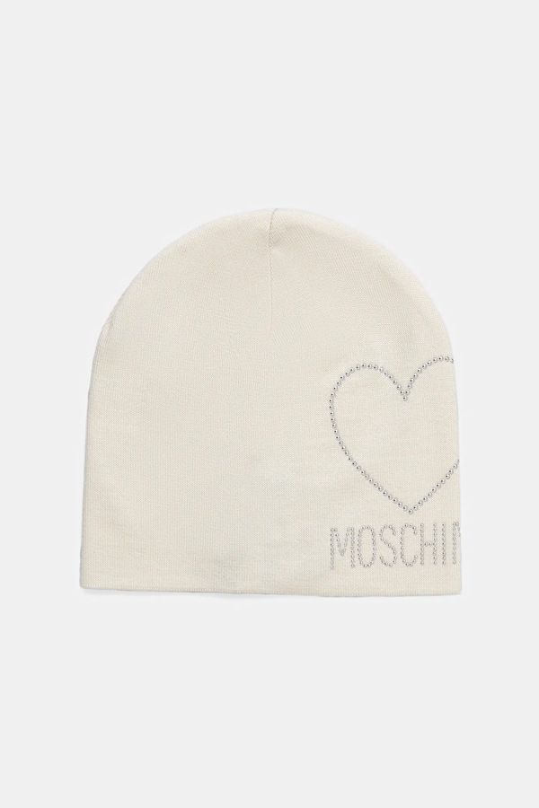 Вовняна шапка Moschino колір бежевий
