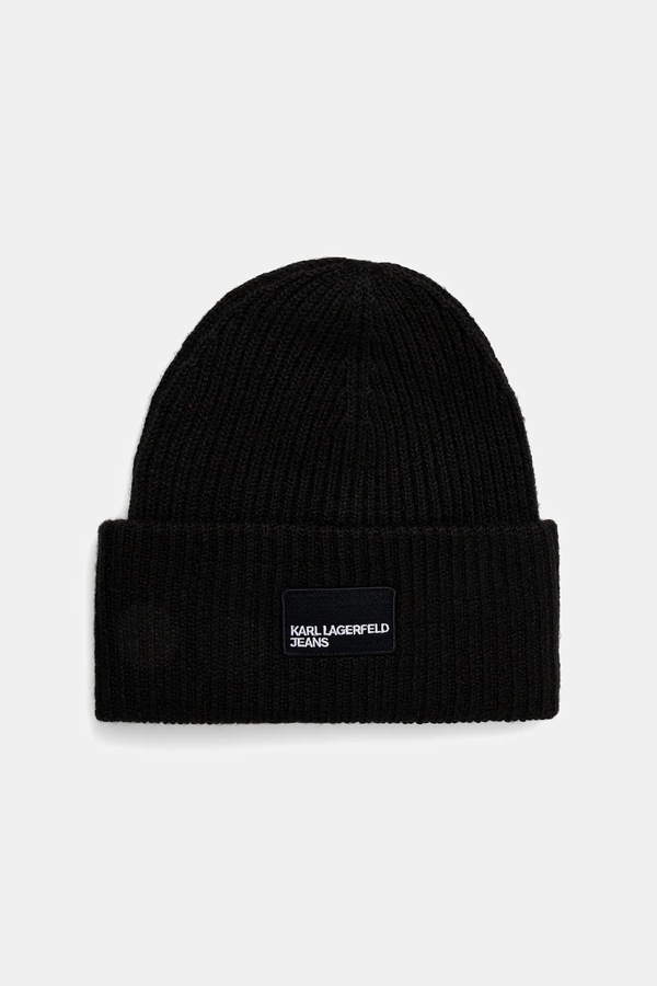 Шапка beanie з додаванням вовни Karl Lagerfeld Jeans колір чорний
