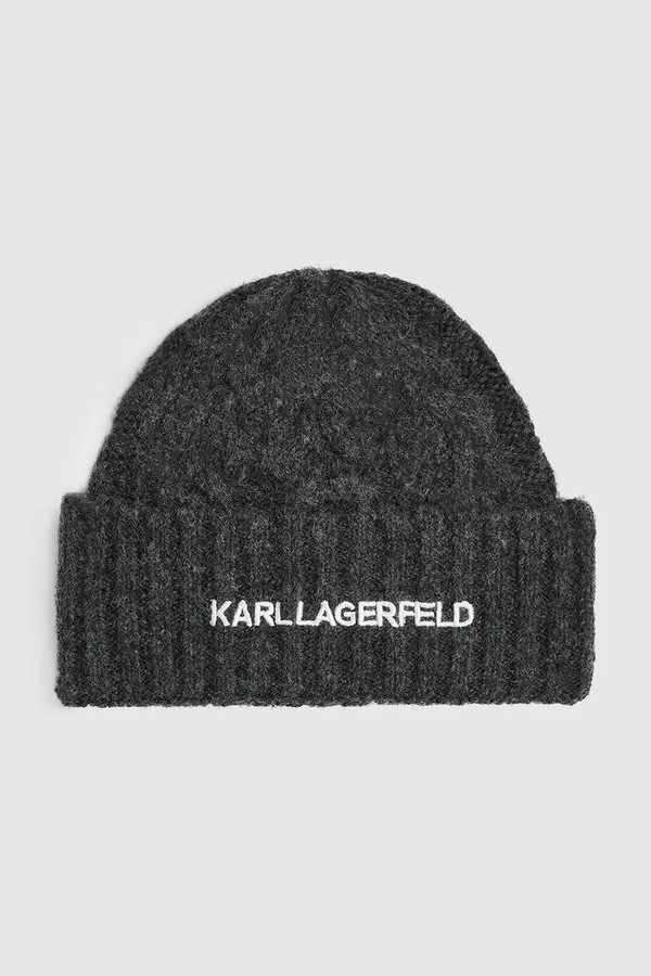 Шапка Karl Lagerfeld K/ESSENTIAL колір сірий