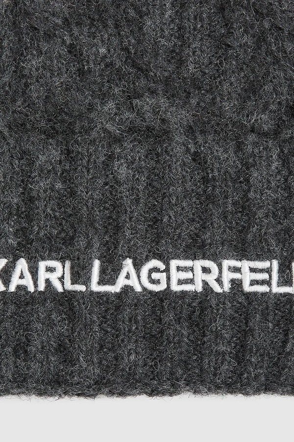 Шапка Karl Lagerfeld K/ESSENTIAL цвет серый фото 2