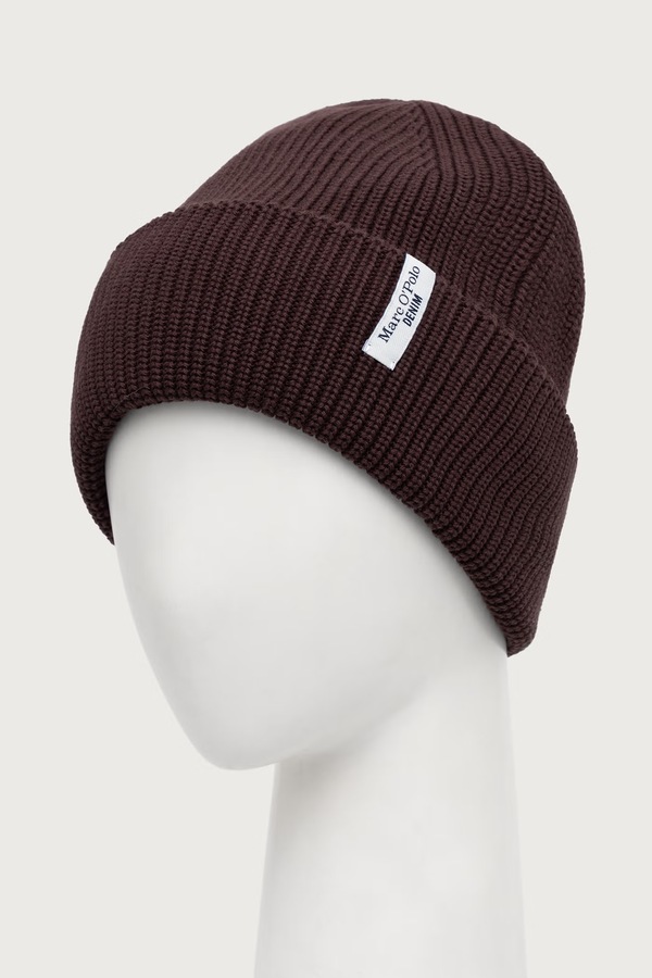 Шапка beanie жіноча бавовняна Marc O'Polo колір коричневий