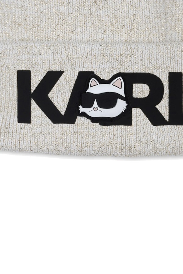 Дитяча бавовняна шапка і шарф Karl Lagerfeld колір бежевий фото 4