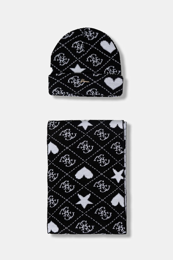 Дитяча шапка і шарф Guess 2-pack колір чорний