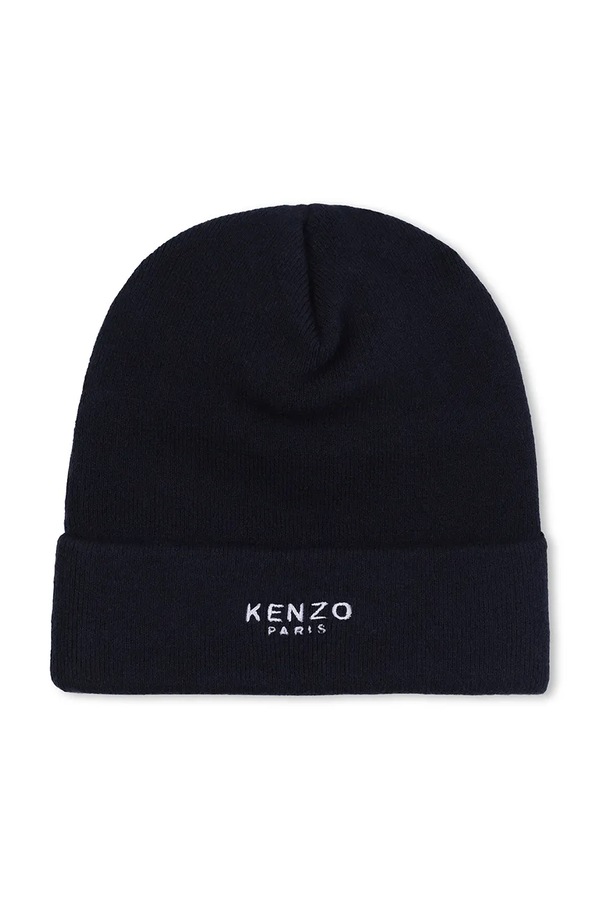 Дитяча шапка з домішкою вовни Kenzo Kids колір синій фото 3