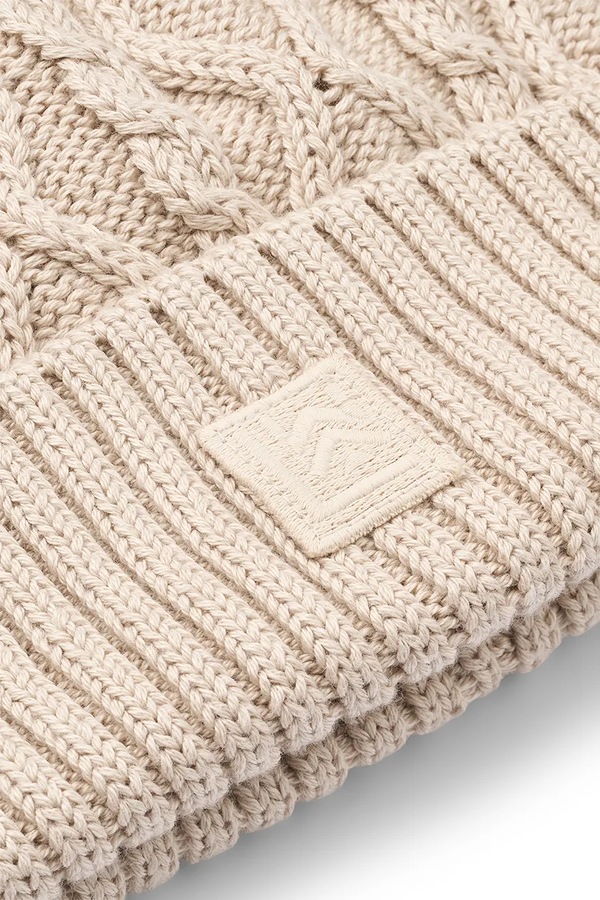 Детская хлопковая шапка Liewood Ezra Beanie w. Cables цвет бежевый фото 2