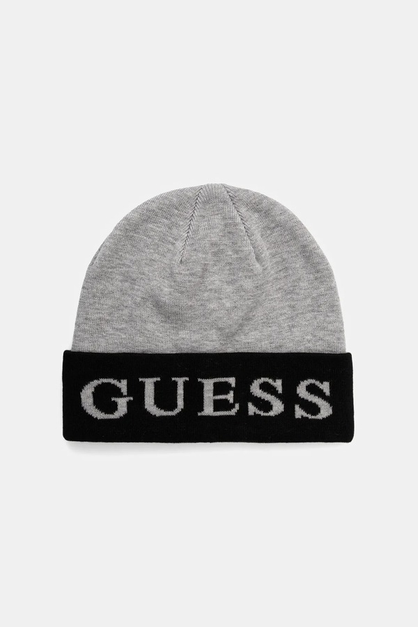 Шапка з домішкою вовни Guess колір сірий