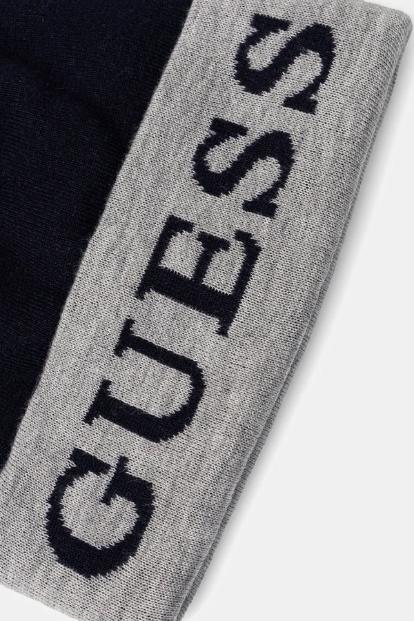 Шапка с примесью шерсти Guess цвет синий