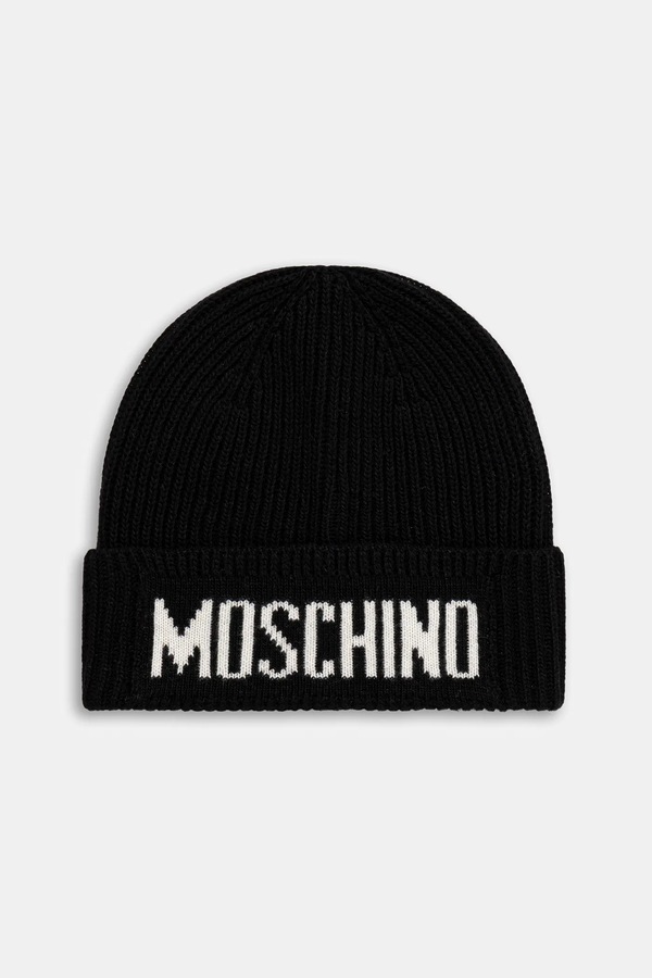 Шапка чоловіча з додаванням вовни Moschino колір чорний