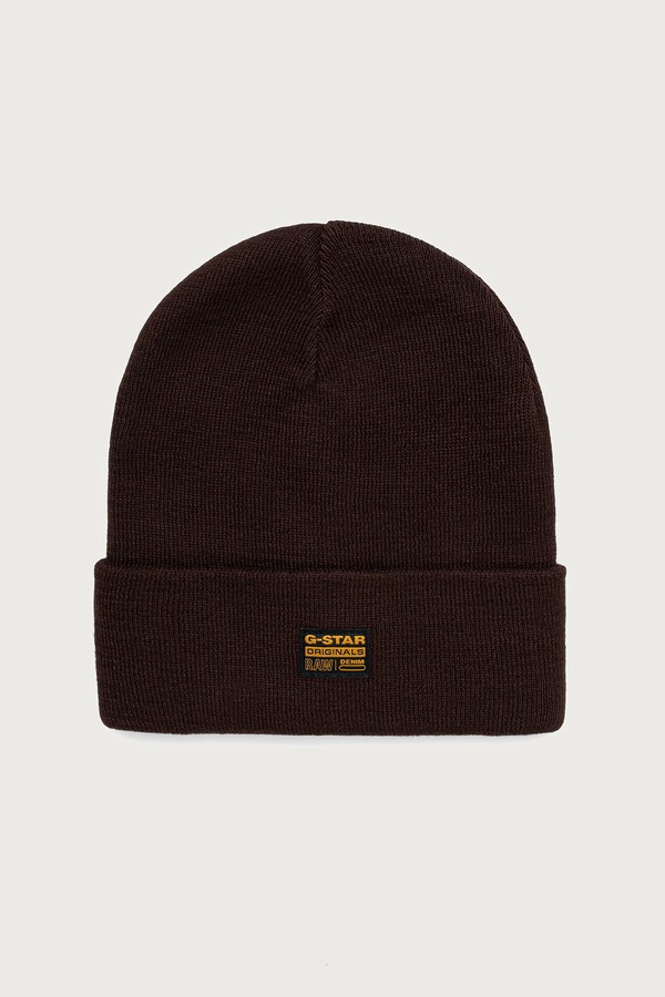 Шапка beanie чоловіча з бавовною G-Star Effo колір коричневий