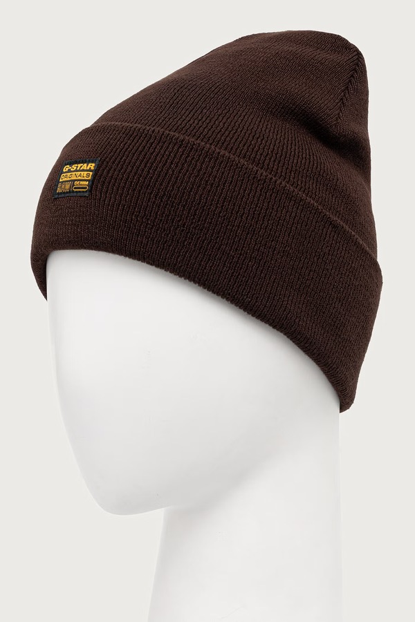 Шапка beanie чоловіча з бавовною G-Star Effo колір коричневий фото 3