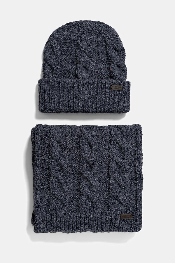 Шапка і шарф Barbour колір синій