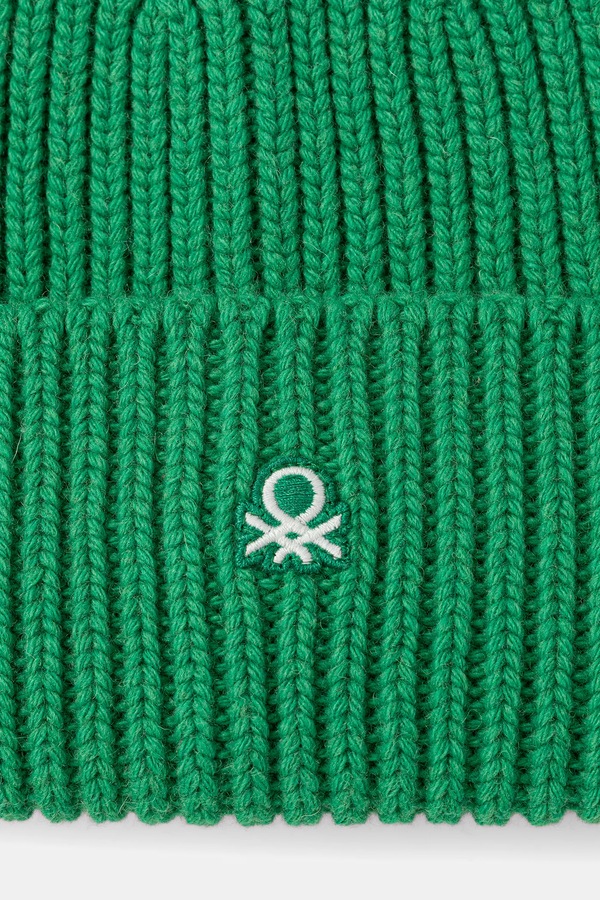 Шапка з додаванням вовни United Colors of Benetton колір зелений фото 2