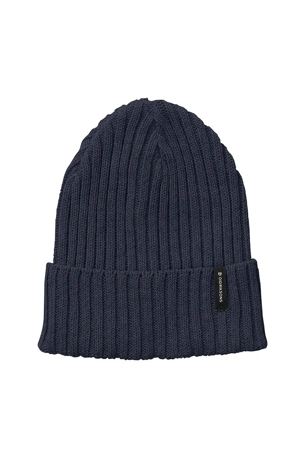 Шапка beanie хлопковая Didriksons LAKEN цвет темно-синий