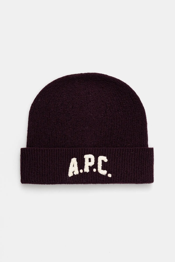Шерстяная шапка A.P.C. bonnet axel цвет фиолетовый