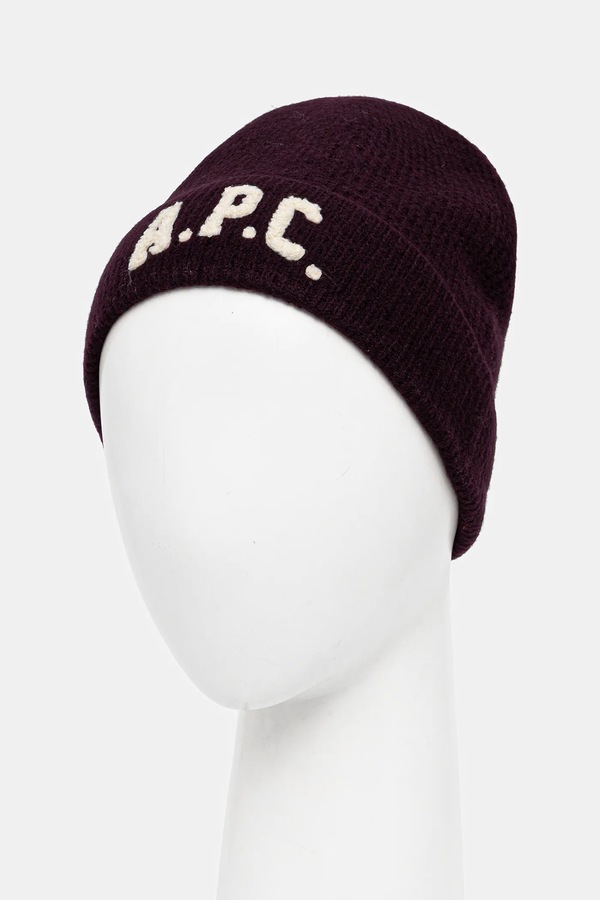 Вовняна шапка A.P.C. bonnet axel колір фіолетовий