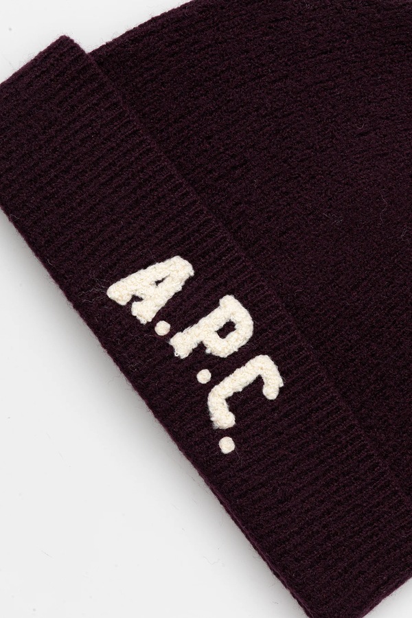 Вовняна шапка A.P.C. bonnet axel колір фіолетовий фото 2