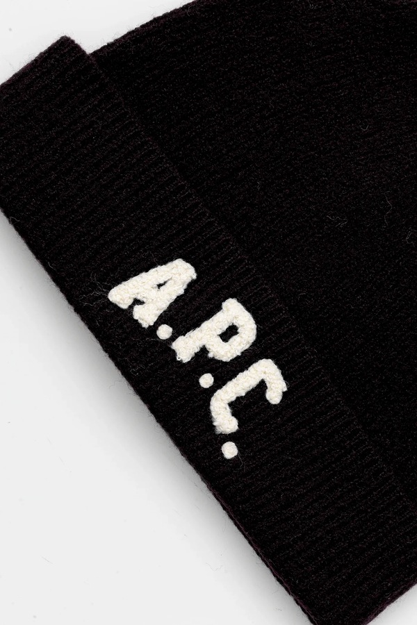 Вовняна шапка A.P.C. bonnet axel колір чорний фото 2