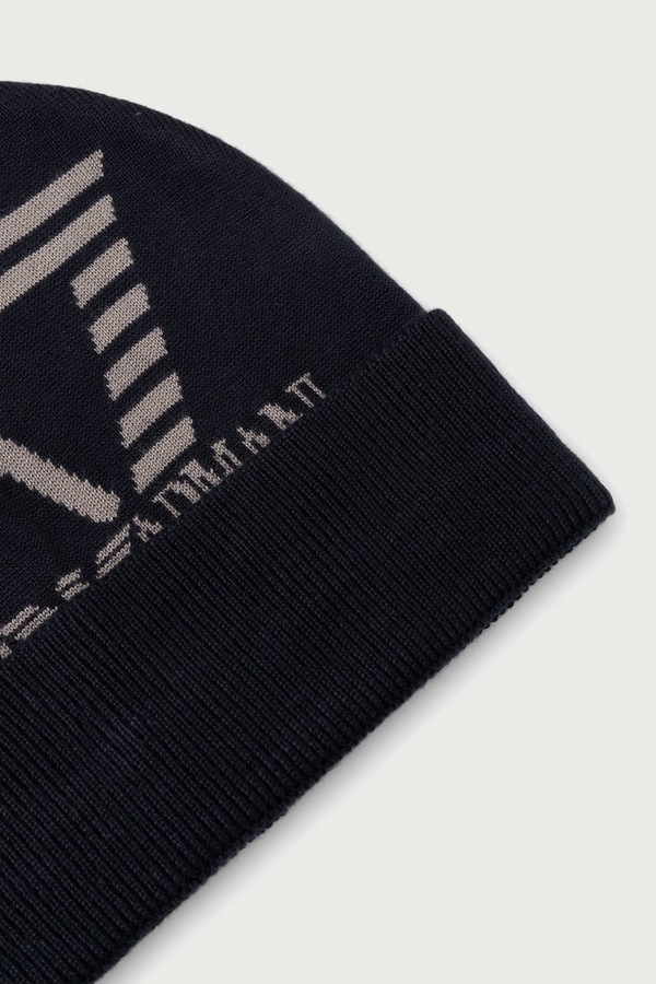 Шапка EA7 Emporio Armani beanie колір темно-синій фото 3