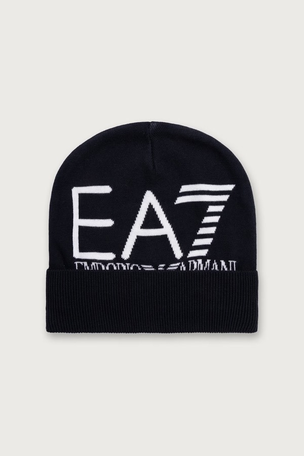 Шапка EA7 Emporio Armani beanie колір темно-синій