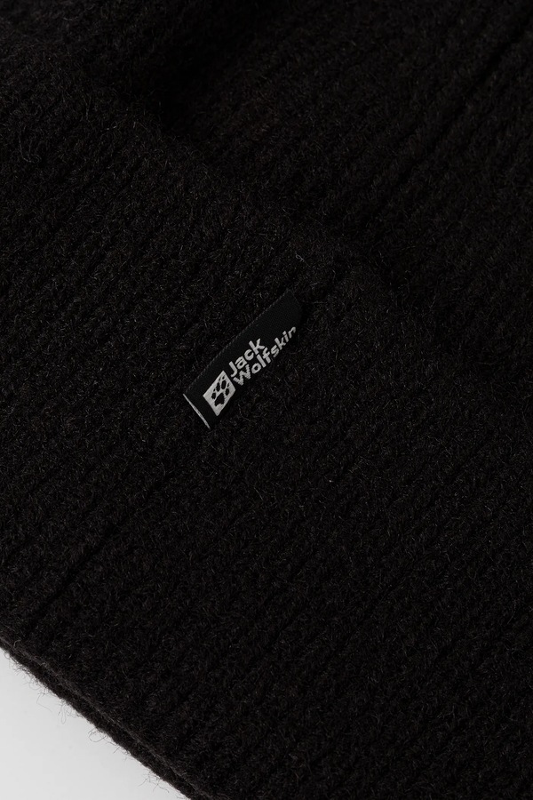 Шапка з домішкою вовни Jack Wolfskin FUZZY колір чорний фото 2