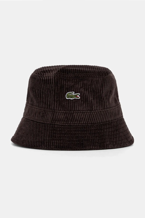 Вельветовий капелюх Lacoste колір коричневий