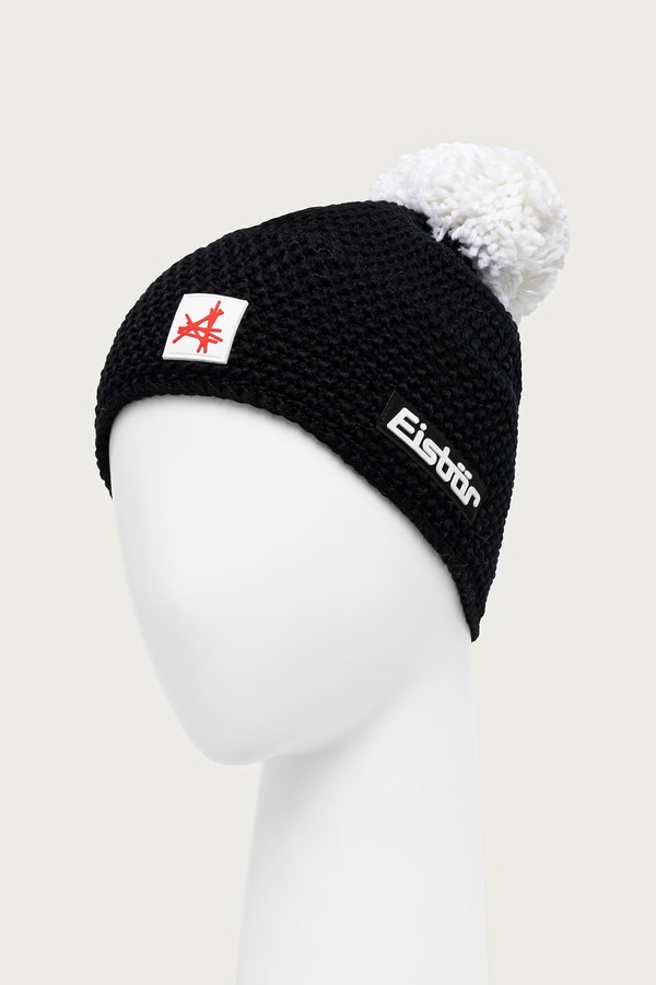 Шапка beanie із мериносовою вовною Eisbar Jamie Pompon MÜ SA колір чорний фото 3