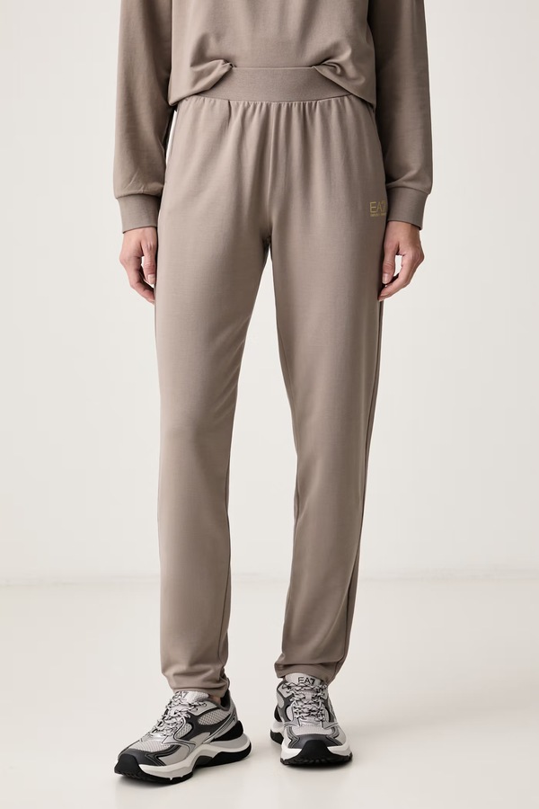 Трикотажный комплект женский хлопковый с эластаном EA7 Emporio Armani цвет коричневый фото 2