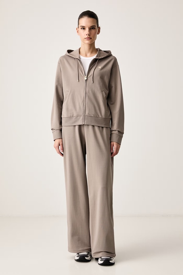 Спортивний костюм жіночий бавовняний з еластаном EA7 Emporio Armani колір коричневий