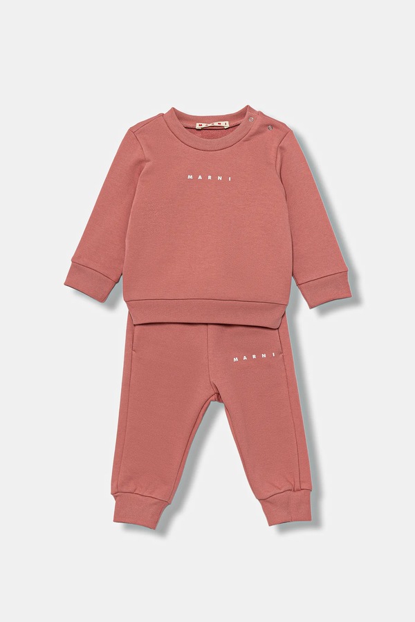 Дитячий бавовняний костюм Marni MS1B-SET OVERALLS 2-pack колір рожевий