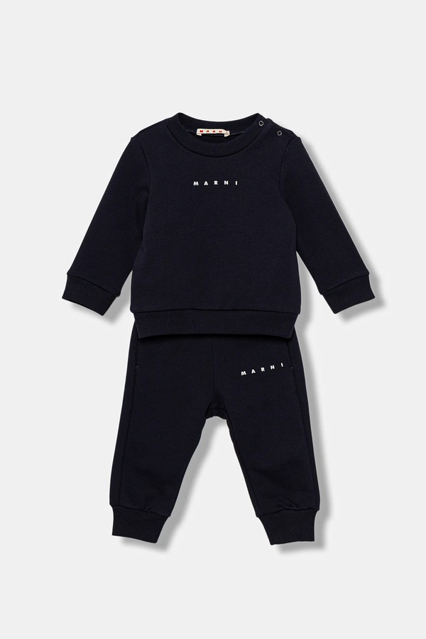 Дитячий бавовняний костюм Marni MS1B-SET OVERALLS 2-pack колір синій