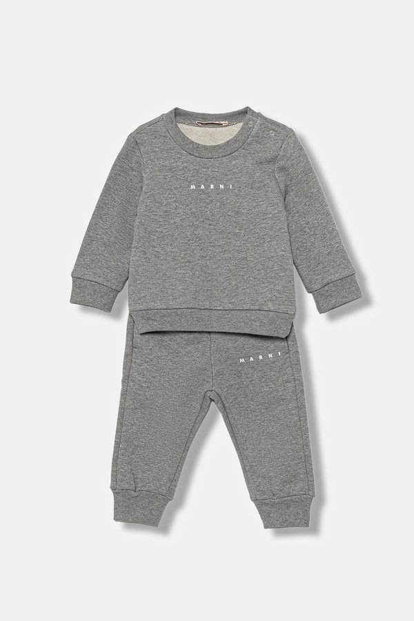Детский хлопковый костюм Marni MS1B-SET OVERALLS 2-pack цвет серый