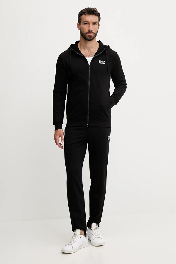 Хлопковый спортивный костюм EA7 Emporio Armani цвет черный
