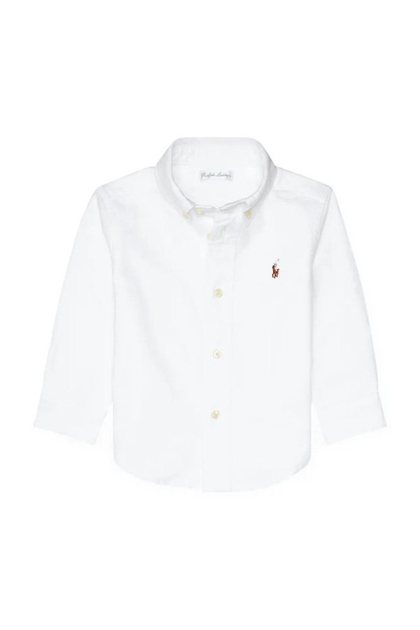 Бавовняна сорочка для немовля Polo Ralph Lauren колір білий