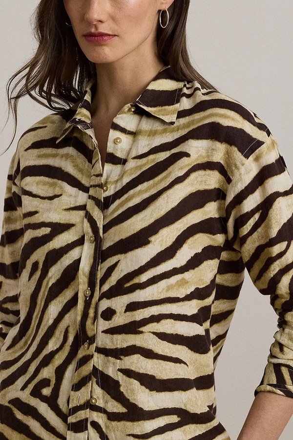 Сорочка з льону Lauren Ralph Lauren колір білий фото 4