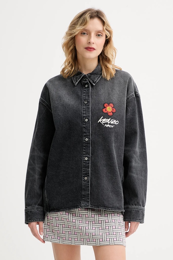 Джинсова сорочка Kenzo колір сірий