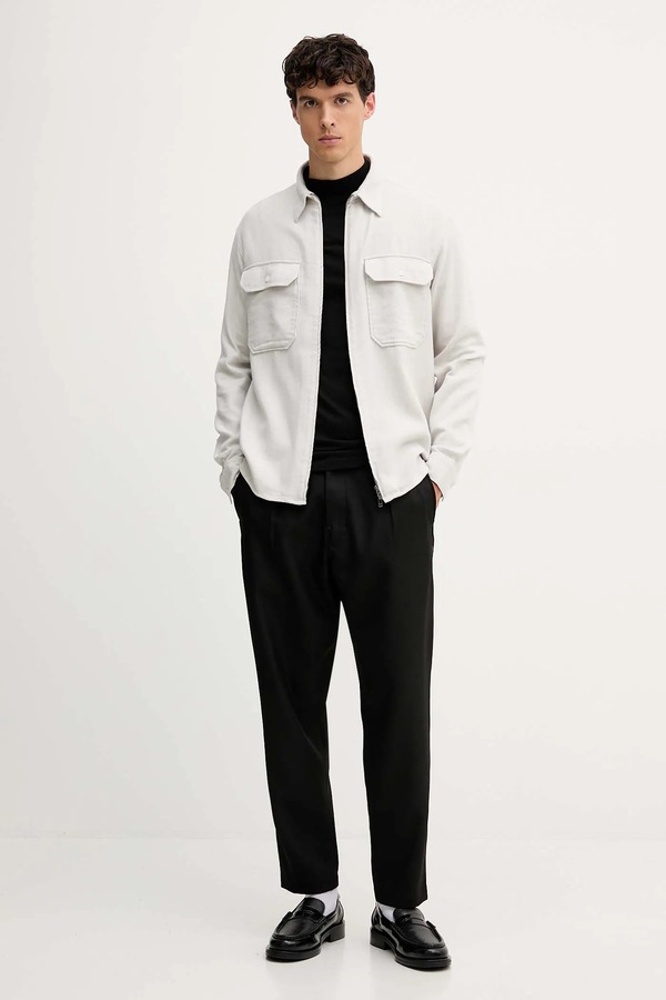 Хлопковая рубашка Armani Exchange цвет бежевый