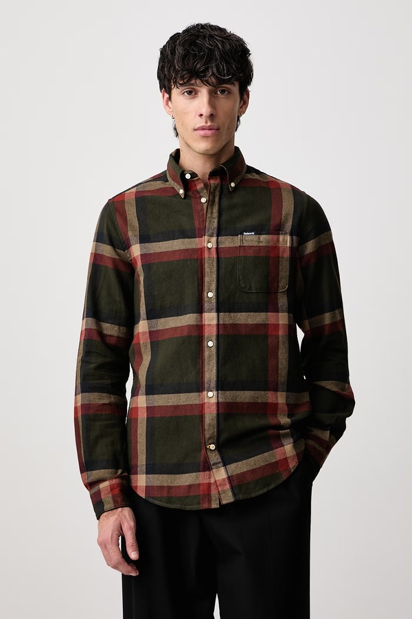 Сорочка чоловіча бавовняна Barbour FOLLEY колір зелений