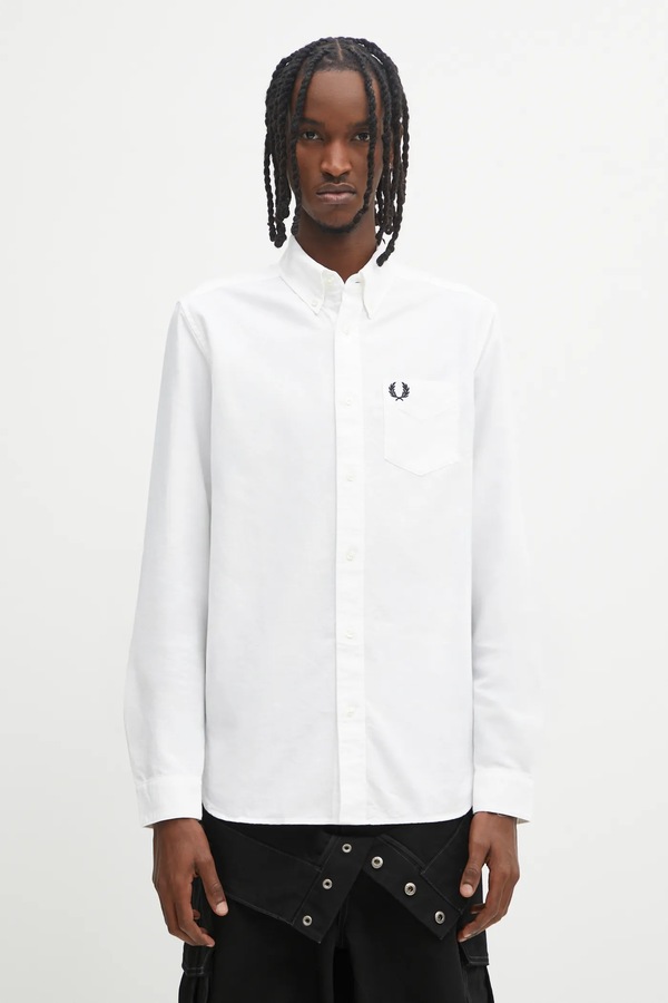 Бавовняна сорочка Fred Perry колір білий