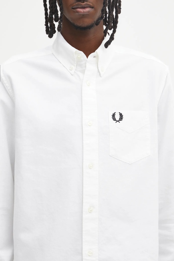 Бавовняна сорочка Fred Perry колір білий фото 4