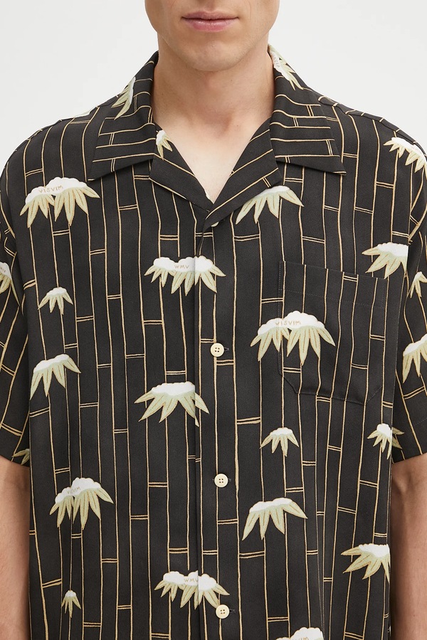 Шовкова сорочка Visvim copa shirt s/s bamboo колір чорний фото 4