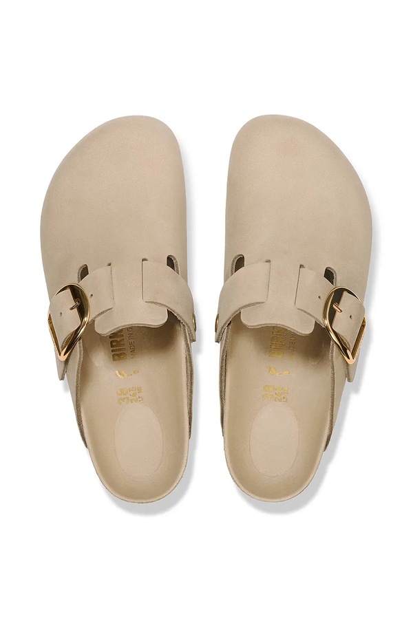 Шкіряні шльопанці Birkenstock Boston Big Buckle колір бежевий фото 4