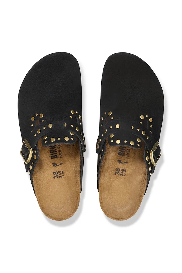 Замшеві шльопанці Birkenstock Boston Rivet колір чорний фото 4