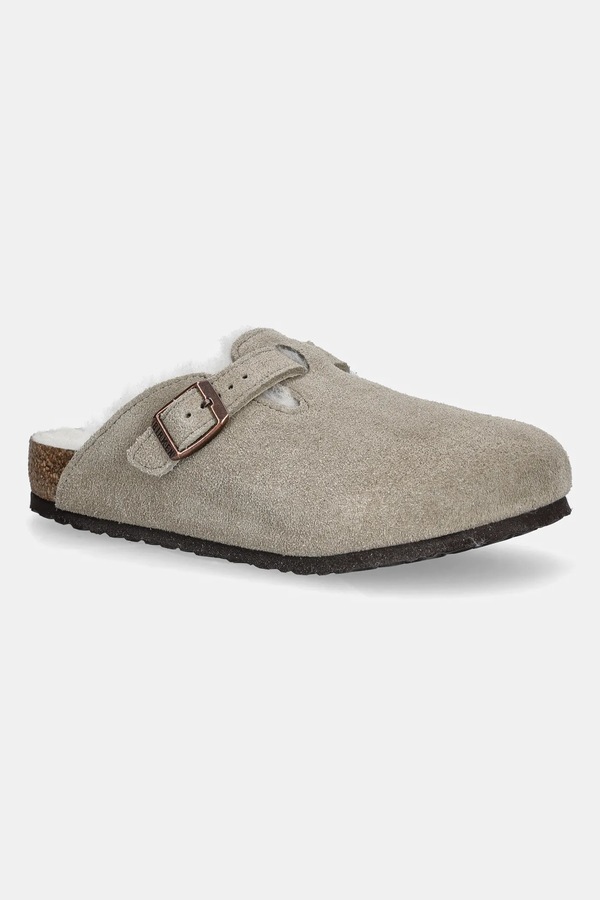 Детские замшевые шлепанцы Birkenstock Boston цвет бежевый