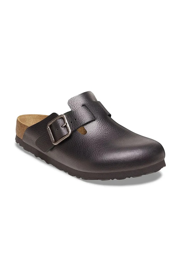 Кожаные шлепанцы Birkenstock Boston Vintage Wood Wire Buckle цвет черный