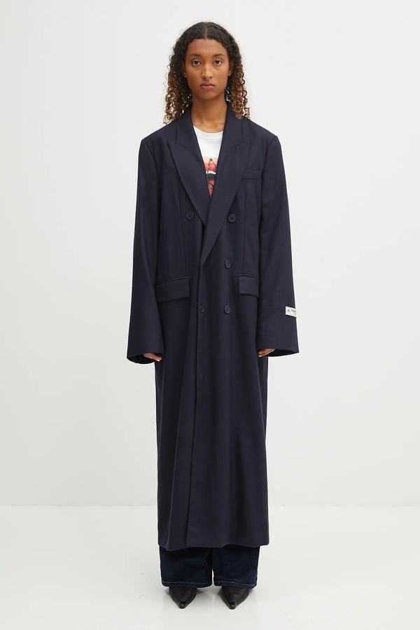 Пальто с шерстью Fiorucci Light Wool Maxi цвет синий